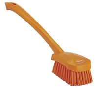 Vikan - Igiene - Spazzola per piatti - Con manico lungo - Setole dure - Arancione