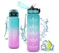 Vikastar Borraccia 1 Litro, Libre de BPA & A Prova di Perdita, Borraccia con Cannuccia, Reutilizables, Borraccia Motivazionale, Borraccia Palestra per Scuola, Palestra, Ufficio, Sport