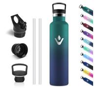 Vikastar Borraccia Termica, 1000ml Senza BPA, Borraccia Termica 1 Litro, a Prova di Perdite, Thermos per Bevande Calde, Acciaio Inox, Bottiglia Termica per Adulto, Palestra, Ciclismo, Verde & Blu