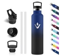 Vikastar Borraccia Termica, 1000ml Senza BPA, Borraccia Termica 1 Litro, a Prova di Perdite, Thermos per Bevande Calde, Acciaio Inox, Bottiglia Termica per Adulto, Palestra, Ciclismo, Blu & Nero
