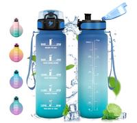Vikastar VK-TY-SDZYG-500ML-JB-Blue-Green, 500ml/1000ml/1500ml Borraccia con Cannuccia, Senza BPA Unisex-Youth, Blu-Verde, 500 ml