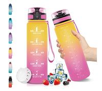 Vikaster Borraccia 1 Litro, Libre de BPA & A Prova di Perdita, Bottiglia Acqua, Reutilizables, Borracce Motivazionale, per Scuola, Palestra, Ufficio, Sport