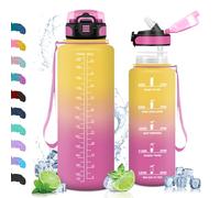 Vikaster Borraccia, 1500ml Borraccia con Cannuccia, Borracce Senza BPA & Prova di Perdite, Bottiglia Acqua Sportiva per Palestra, Trekking, Yoga, Ufficio, Outdoor