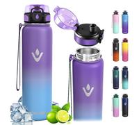 Vikaster Borraccia Termica, 1 Litro Senza BPA, Thermos per Bevande Calde, Senza Perdite, Bottiglia Termica, Acciaio Inox, Borraccia Termica con Cannuccia per Adulto, Scuola, Palestra, Ciclismo