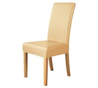 Vikaul, set di 4 coprisedie in pelle artificiale PU, elasticizzate, impermeabili e oleorepellenti, universali, per sala da pranzo, cucina, hotel, banchetti, Beige Giallo