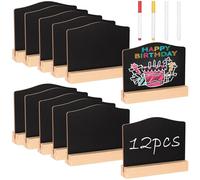 Vikcvcsc 12 Pezzi Mini Lavagna, 10x7,5cm Piccole Lavagnetta Cancellabile,Lavagnette Segnaposto con Cavalletto,Prezzi Lavagnette Mini Lavagna da Tavolo per Buffet Feste Ristorante Cartelli Alimentari