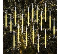 Vikdio Luci di Natale all'aperto, Pioggia di Meteoriti Luminosi 16 Tubi Spiralati (30cm 480 LEDs) Lunghezza di 5,25m, Luci ghiacciolo impermeabili per Decorazioni natalizie all'aperto, Bianca Caldo