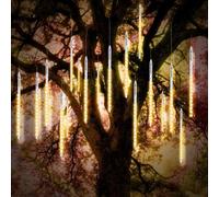 Vikdio Luci di Natale da esterno, Pioggia di Meteoriti Luminosi 10 Tubi a Spirale da 30cm con 300 LEDs, Lunghezza di 3,15m, Luci ghiaccio impermeabili per Decorazioni natalizie all'aperto, BiancaCaldo