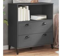 VIKEN Industrial Bookshelf 80x40x80 cm, Anthracite Gray Multilayer Plywood with 2 Drawers & Open Compartment, Modern Storage for Living Room Office, Sturdy Spacious Design for Books & Decor