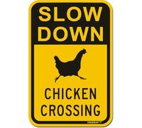 Vikerap - Cartello "Slow Down Chicken Crossing", 20,3 x 30,5 cm, in alluminio