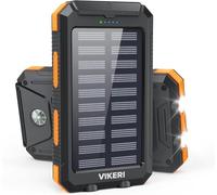 Vikeri Powerbank Solare da 26800 mAh, Power Bank Solare Impermeabile, Porta USB-C per Ricarica Rapida, con 4 uscite, per Smartphone, Tablet, ecc. (Arancia)