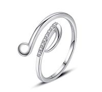 VIKI LYNN Anello con nota musicale per donne e ragazze, placcato in argento Sterling 925, con simboli musicali in oro 18 carati, anello aperto regolabile, Zirconia cubica Argento sterling 925 placcato