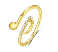 VIKI LYNN Anello con note musicali per donne e ragazze, in argento Sterling 925, con simboli musicali, apertura regolabile, Argento sterling argento sterling Zirconia cubica, Zirconia cubica