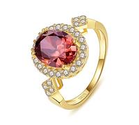 VIKI LYNN - Anello da donna con zirconia cubica ovale, colore: rosso vino