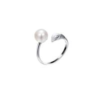VIKI LYNN Anello da donna in argento fine 925 con perla coltivata, 8-9 mm, regolabile, anello aperto di fidanzamento, festa della mamma, Argento 925/1000 Perla di coltivazione d'acqua dolce