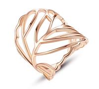 Viki Lynn - Anello da donna in argento Sterling, con motivo di foglia e 925, 56 (17.8), colore: Colore oro rosa., cod. AQER002737
