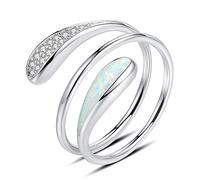 VIKI LYNN Anello impilabile in argento Sterling 925 con opale aperto e zirconia cubica a spirale per le donne