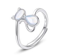 VIKI LYNN - Anello regolabile in argento Sterling 925 con pietra di luna, per donne e ragazze