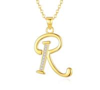 VIKI LYNN Collana da donna con iniziale dalla A alla Z, con zirconia cubica, gioiello delicato per anniversario, compleanno, laurea, regalo per donne, mamma, lei, Rame, Zirconia cubica
