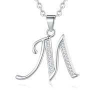 VIKI LYNN, collana in argento sterling 925, con ciondolo in argento e zirconi, a forma di lettera alfabetica. Personalizzabile e argento, colore: Buchstabe M, cod. JPFN001039