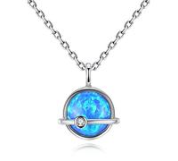 VIKI LYNN - Collana in argento Sterling 925 con opale blu, pietra portafortuna di ottobre, da donna