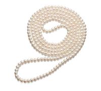 VIKI LYNN Collana Lunga Con Perle Coltivate d'Acqua Dolce da Donna, 6-7 mm, Qualità AAA