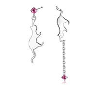 Viki Lynn Orecchini asimmetrici a forma di gatto, da donna, in argento Sterling 925 e zirconia cubica