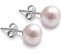 VIKI LYNN Orecchini da donna con perle coltivate d'acqua dolce da 4,5-5 mm, con borchie in argento Sterling, gioielli delicati da donna, festa della mamma, matrimonio, San Valentino, regali per donne