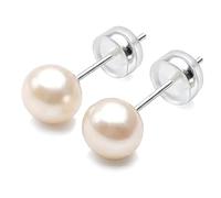VIKI LYNN Orecchini da donna con perle coltivate d'acqua dolce da 6,5-7 mm, con borchie in argento Sterling, gioielli delicati da donna, festa della mamma, matrimonio, San Valentino, regali per donne