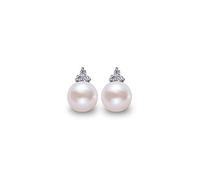 VIKI LYNN Orecchini da donna in argento Sterling 925 con perle d'acqua dolce da 8 - 9 mm, Argento sterling Perla Zirconia cubica, Perla