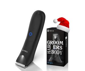 VIKICON Body Trimmer e Rasoio Elettrico per Uomini, Pubic Hair Trimmer Sostituibile Lama in Ceramica IPX7 Impermeabile Bagnate/Asciutto, Leggero Maschio Rasoio USB Tipo-C Ricarica