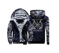 Viking 3D Stampato con cerniera con cappuccio con cappuccio Plus Velvet Double Layer Maglione, Nordic Yggdrasil Dragon Tattoos Giacca completa
