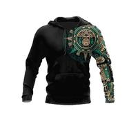 Viking Armor Tattoo 3D All Over stampato Hoodies,Uomo Donna Harajuku Pullover,Giacca casual tuta, Nero , L