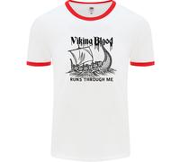 Viking Blood Runs Through Me Nave Vela Uomo Ringer T-Shirt