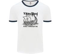 Viking Blood Runs Through Me Nave Vela Uomo Ringer T-Shirt