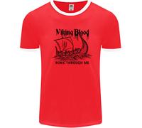 Viking Blood Runs Through Me Nave Vela Uomo Ringer T-Shirt