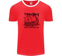 Viking Blood Runs Through Me Nave Vela Uomo Ringer T-Shirt