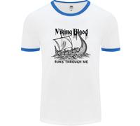 Viking Blood Runs Through Me Nave Vela Uomo Ringer T-Shirt