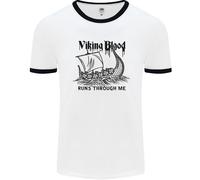 Viking Blood Runs Through Me Nave Vela Uomo Ringer T-Shirt