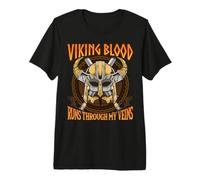 Viking Blood Runs Through My Veins Norse Nordic Mythology Maglietta Premium