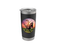 Viking Cat Riding Dinosaur Cat Humor Cats Lover Bicchiere termico in acciaio inox doppia parete