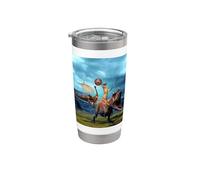 Viking Cat Riding Dinosaur Cat Humor Cats Lover Bicchiere termico in acciaio inox doppia parete