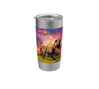 Viking Cat Riding Dinosaur Cat Humor Cats Lover Bicchiere termico in acciaio inox doppia parete