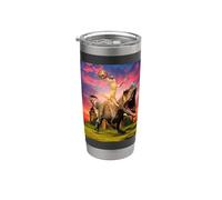 Viking Cat Riding Dinosaur Cat Humor Cats Lover Bicchiere termico in acciaio inox doppia parete