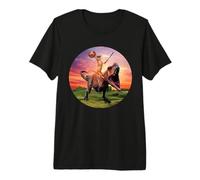 Viking Cat Riding Dinosaur Cat Humor Cats Lover Maglietta Premium