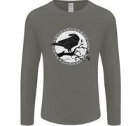 Viking Crow Celtico Norreno Valhalla Odin Thor Uomo Manica Lunga T-Shirt