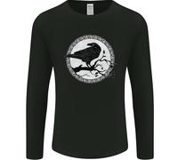 Viking Crow Celtico Norreno Valhalla Odin Thor Uomo Manica Lunga T-Shirt