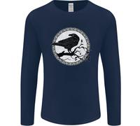 Viking Crow Celtico Norreno Valhalla Odin Thor Uomo Manica Lunga T-Shirt