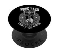 Viking Hammer: lavora duro, combatti più duramente, le rune dei guerrieri nordici PopSockets PopGrip Adesivo