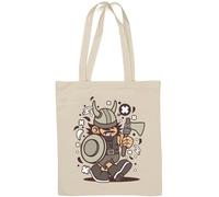 Viking Kid Nordic Warrior Axe and Shield Art - Borsa tote in cotone naturale, colore: Bianco